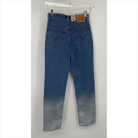 Levis Wedgie Straight jeans denim blue high rise button fly silver ombre new 26 - Picture 5 of 6